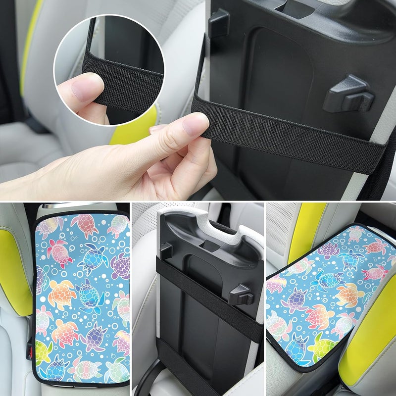 Adastrah Auto Center Console Pad,Sea Turtles 1 Auto Armrest Pad Seat Box Cushion,Armrest Cover Protector for Vehicle SUV Truck Car - Image 2